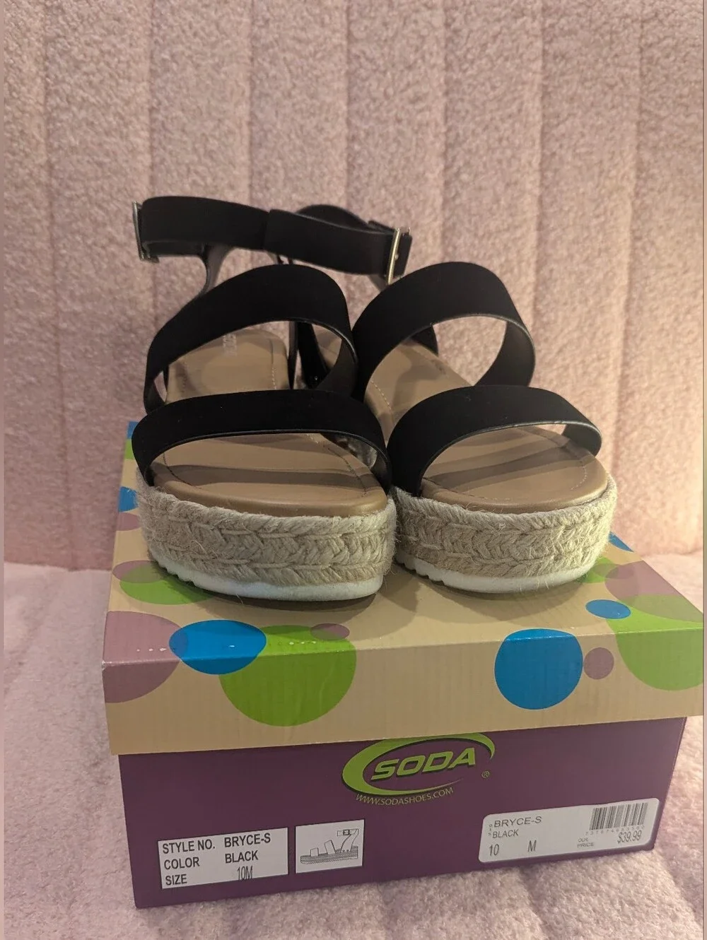 Soda Bryce Black Espadrille Platform Sandals Size 10
